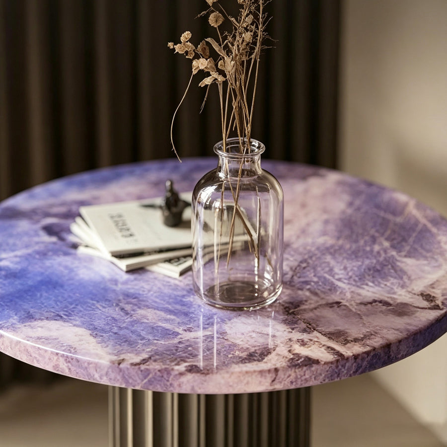 Tabitha Side Table, Purple & Marble & Aluminum Alloy