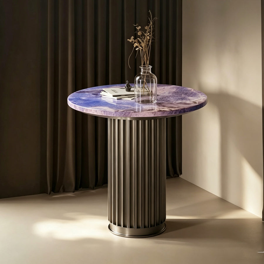 Tabitha Side Table, Purple & Marble & Aluminum Alloy