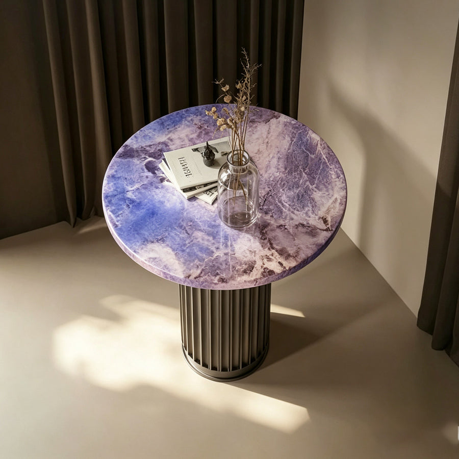 Tabitha Side Table, Purple & Marble & Aluminum Alloy