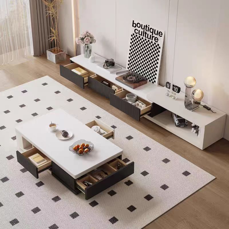 Bonnie Coffee Table, Black & White, Extendable
