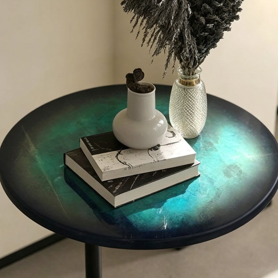 Pearce Side Table, Stainless Steel & Ceramic Stone