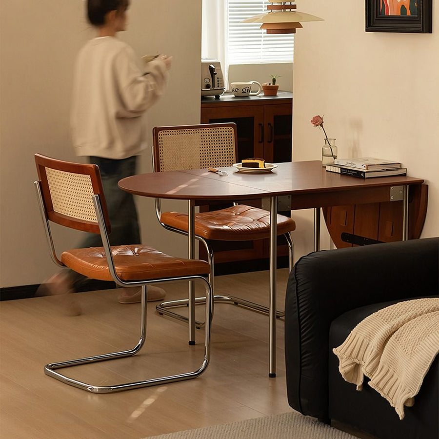 Tsvetkov Foldable Dining Table, Oval front view as a wooden dining table