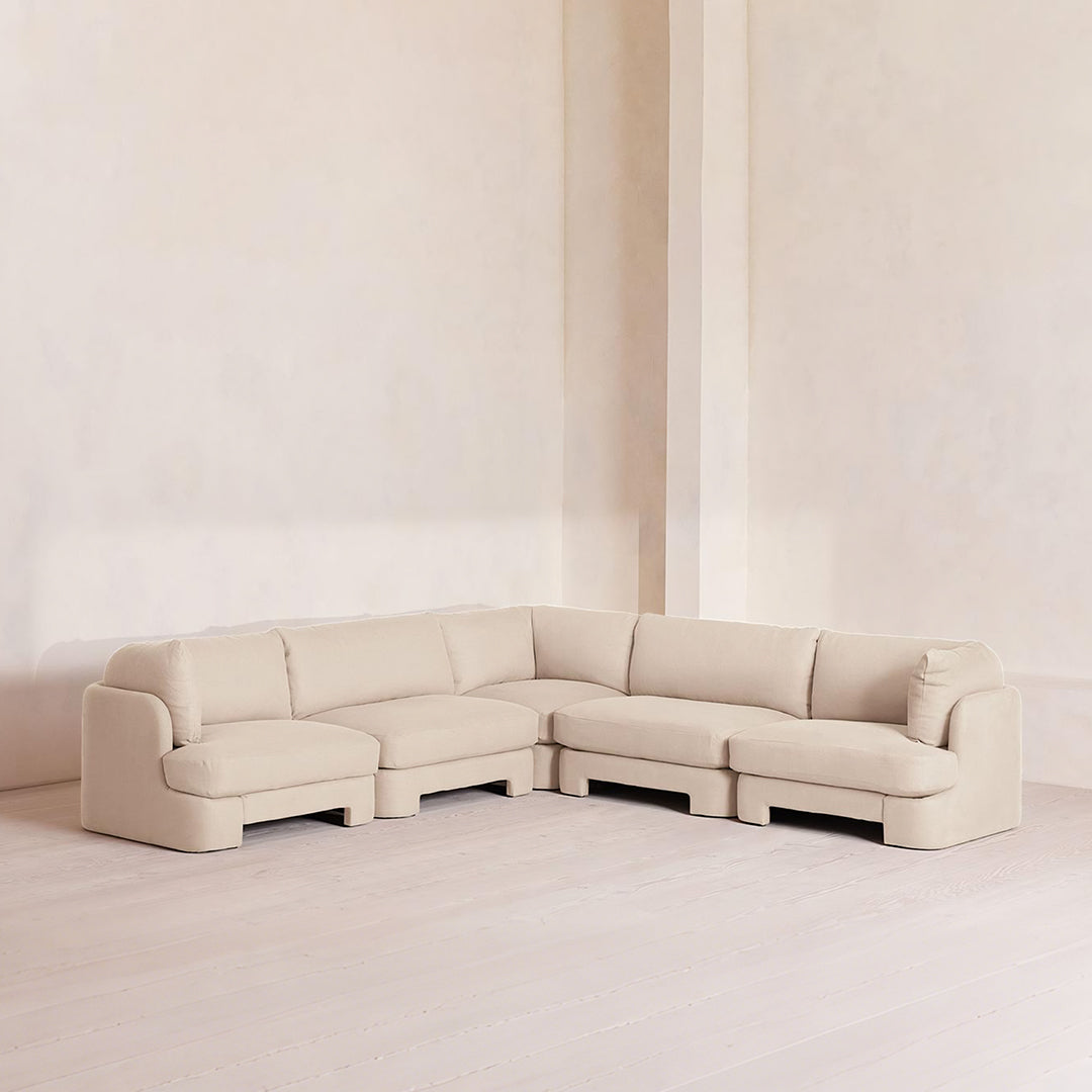 Dominguez L Shape Four Seater Sofa, Modular Corner Sofa, Boucle