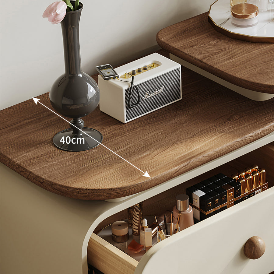 Jackson Dressing Table With Chest Of Drawers & Round Mirror, Solid Wood front view as a modern dressing table