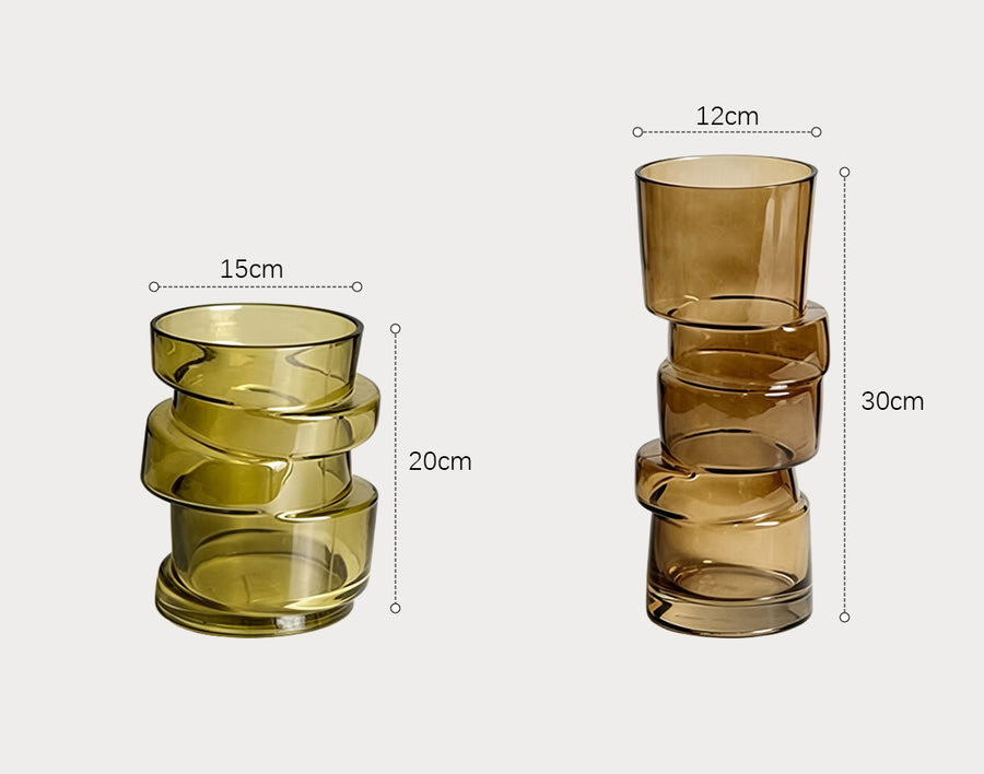 A Set Of Two Costa Glass Vases, Decorations styled for a two costa glass decorative vase for living room