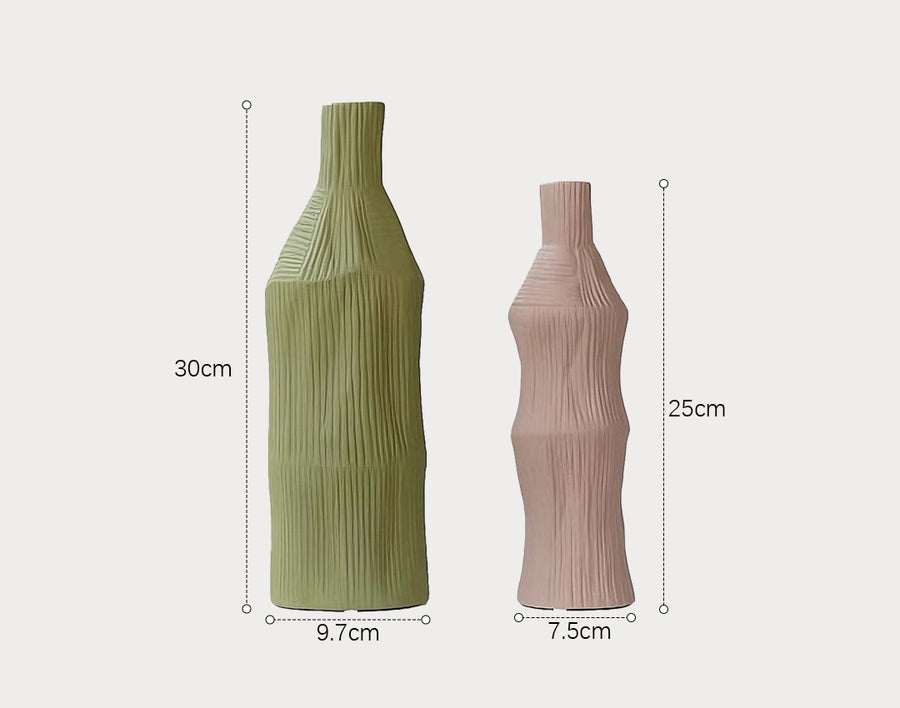 A Set Of Two Fresh Ceramic Vases styled for a two fresh ceramic decorative vase for living room