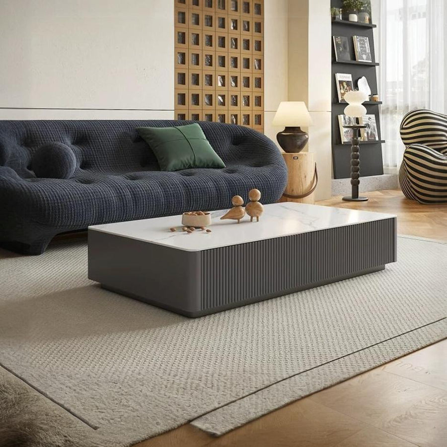 Abigail Stylish TV Stand lifestyle view with stone tv stand