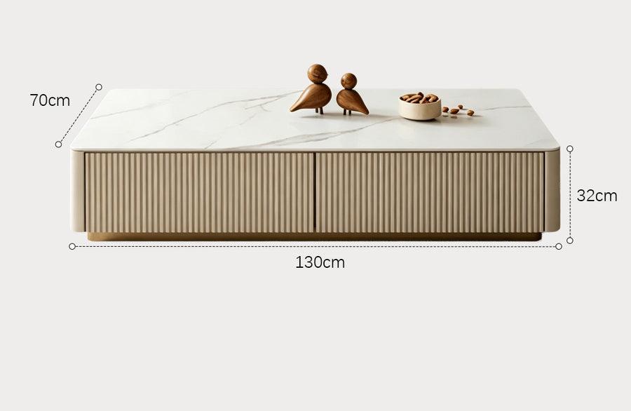 Abigail Rectangle Coffee Table, Sintered Stone styled for rectangular coffee table