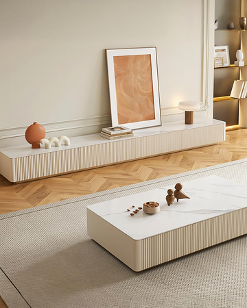 Abigail Stylish TV Stand, Sintered Stone, Cream