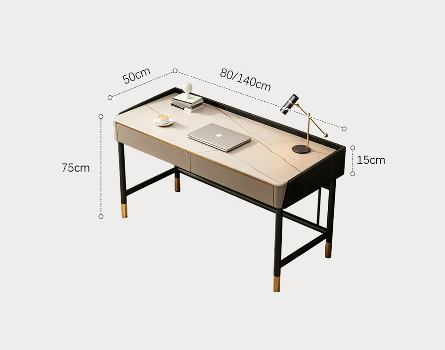 Abner Office Desk, Marble Effect
