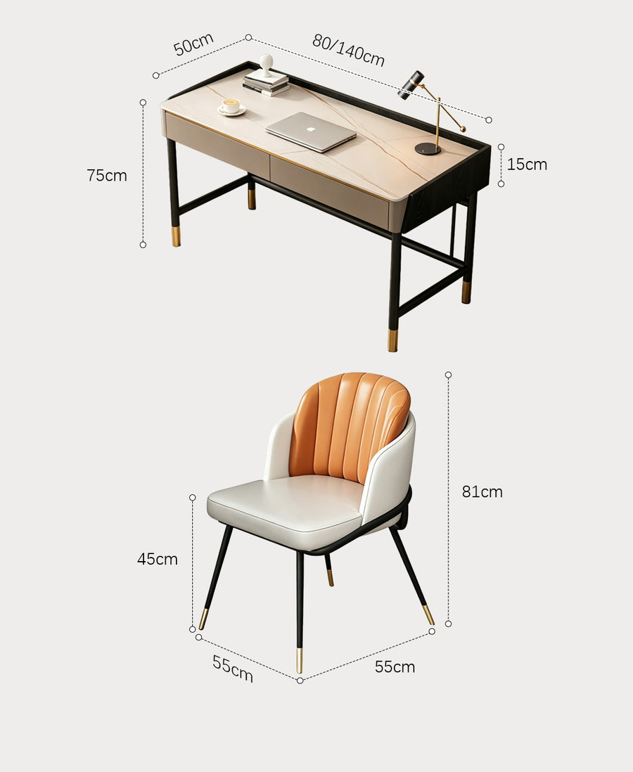 Abner Office Desk, Marble Effect