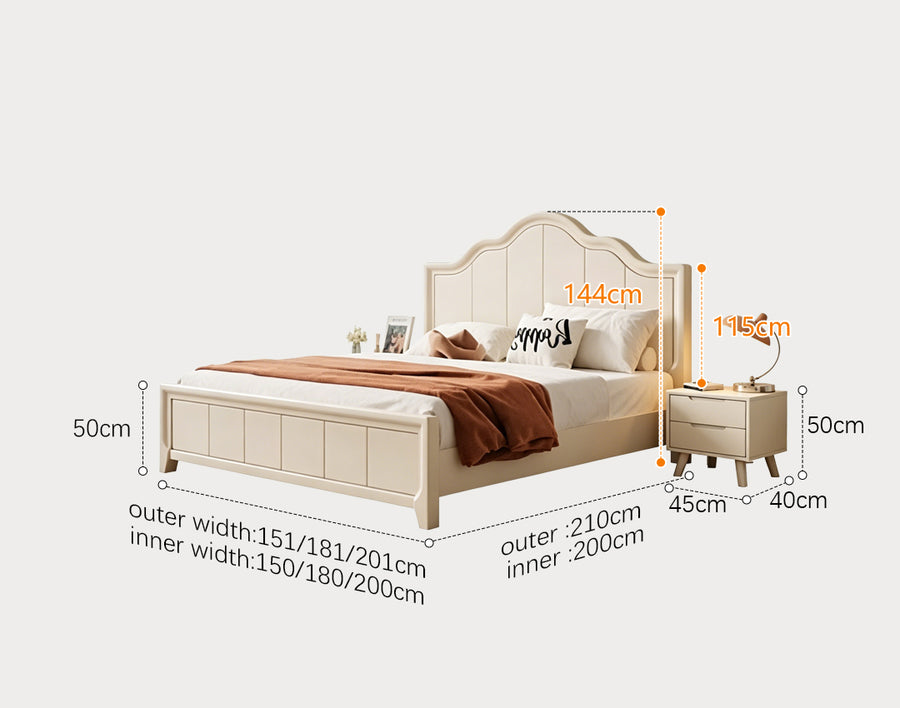 Agnes King Size / Super King Size Bed With Storage, Cream