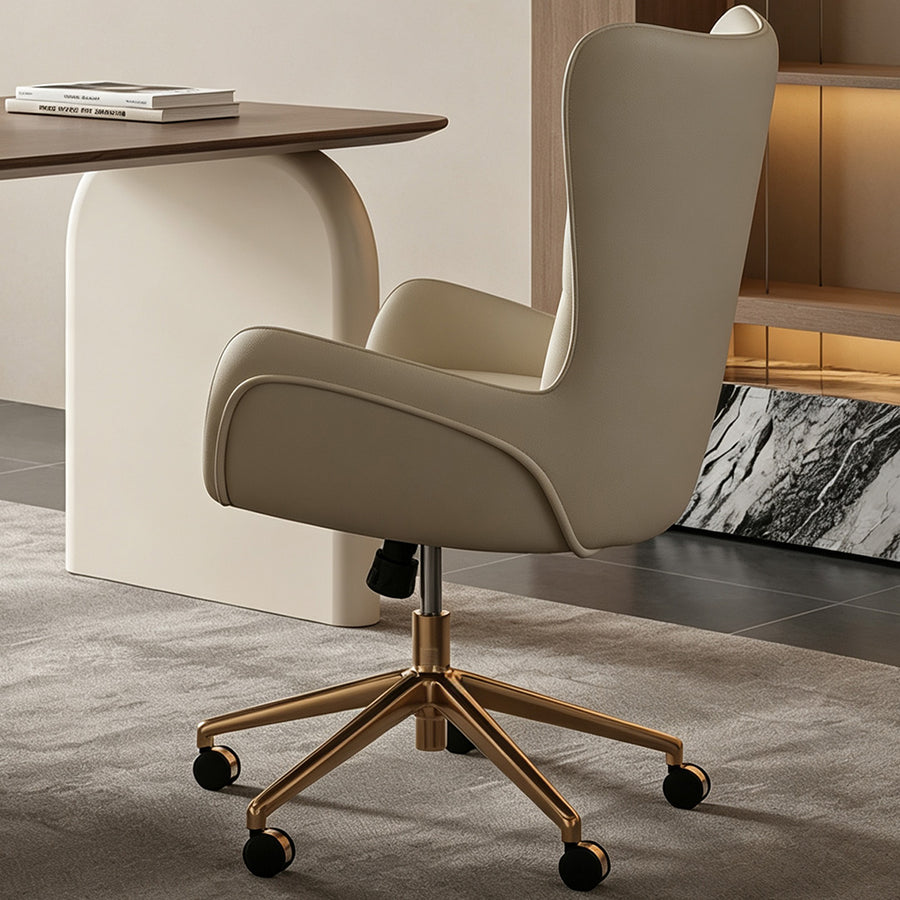 Bureau Ahn avec rangements, Noyer et Crème