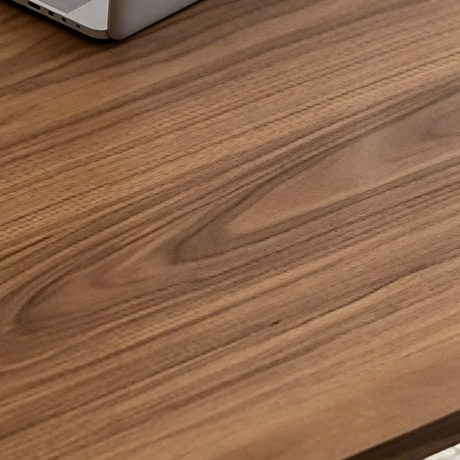 Ahn Office Desk With Storage, Walnut & Cream