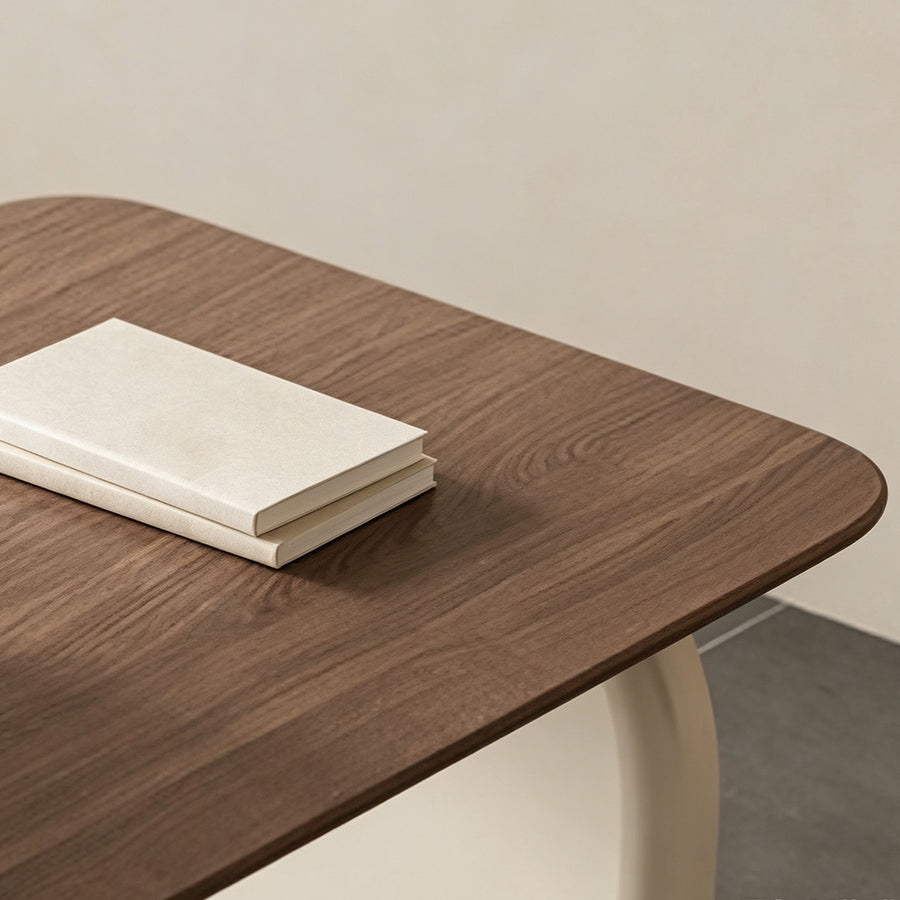 Bureau Ahn avec rangements, Noyer et Crème
