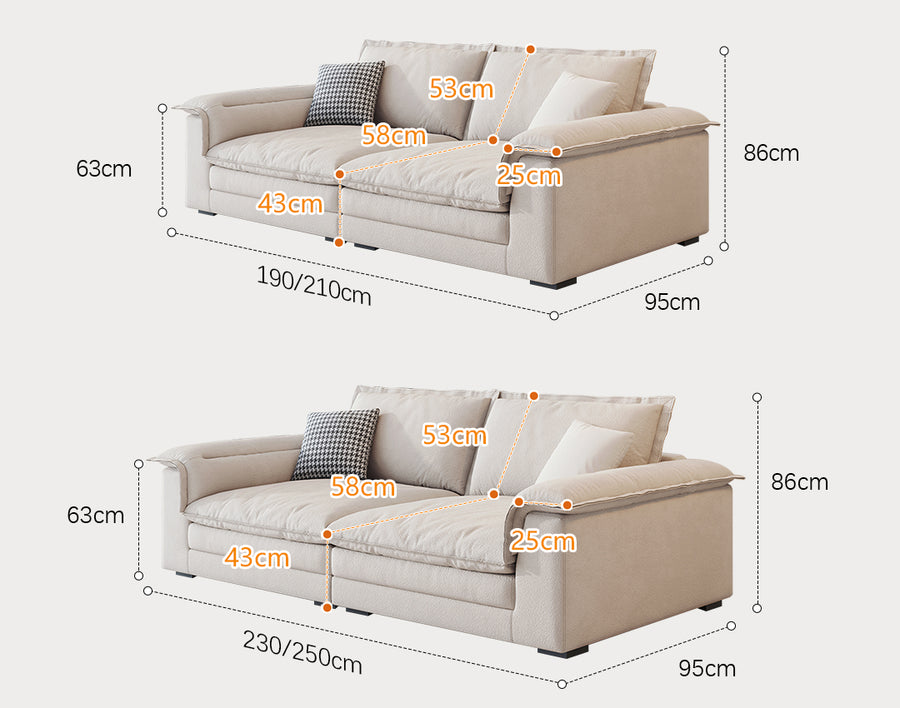 Aiden Sailboat Two Seater, Three Seater Four Seater Sofa, Suede compact living room seating idea