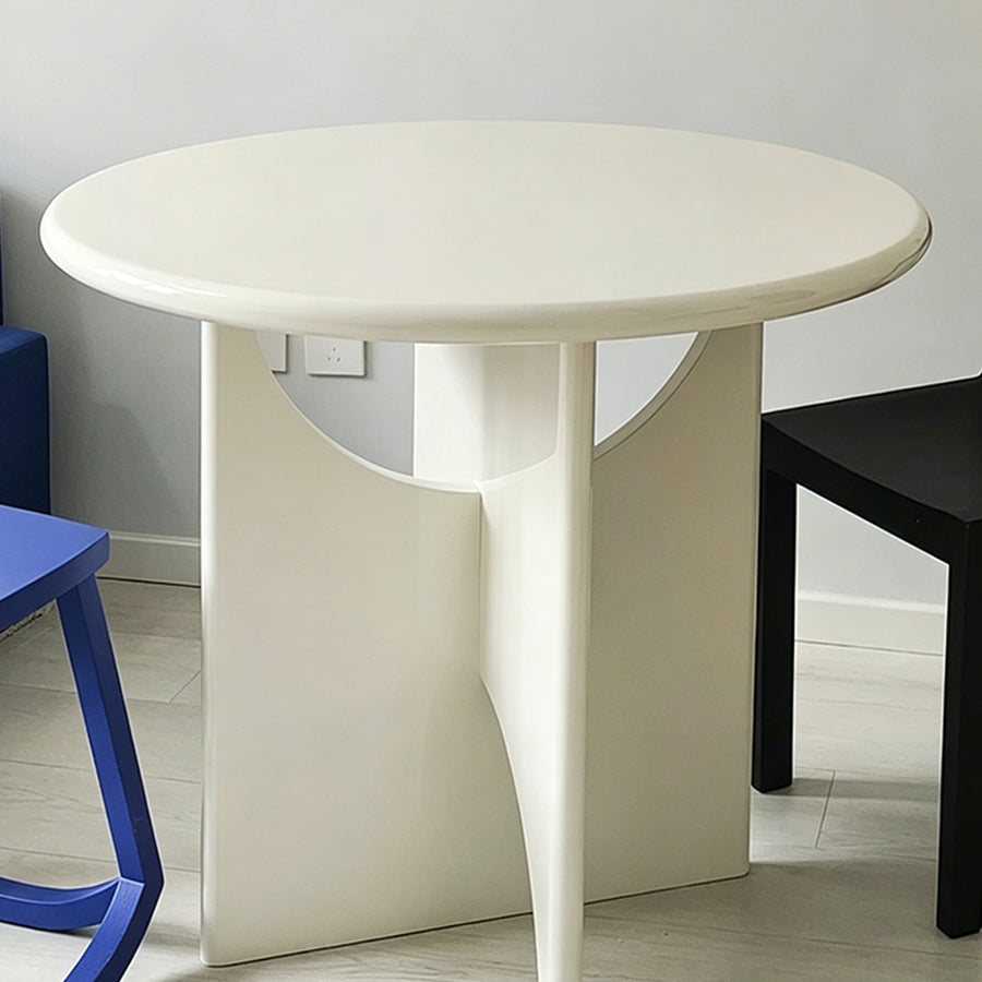 Alen Round Dining Table lifestyle view with white round wood dining table