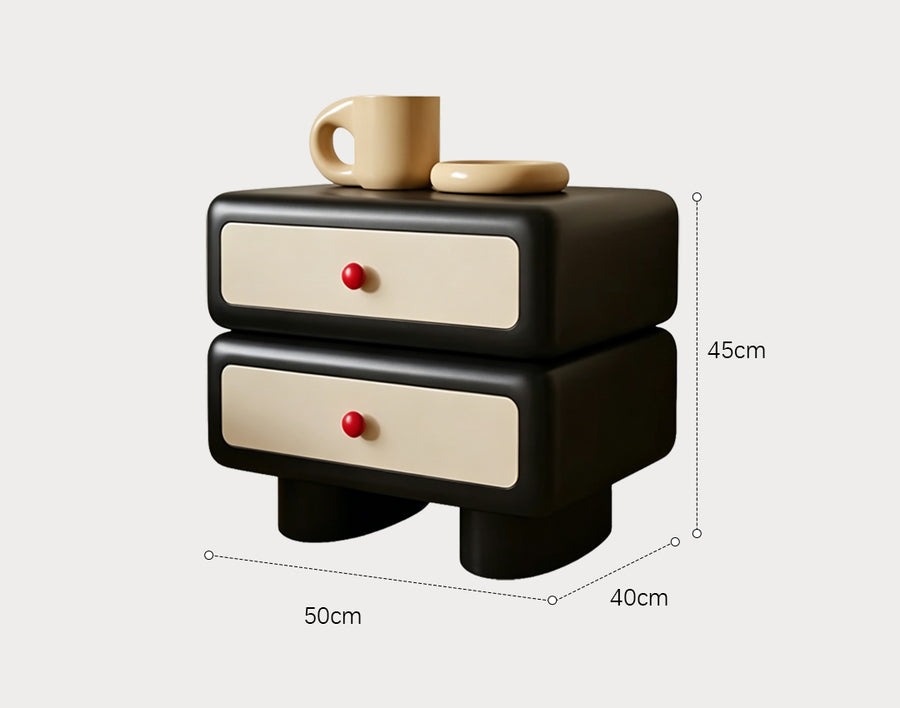 Alicia Wood Bedside Table, Cream - bedroom side table