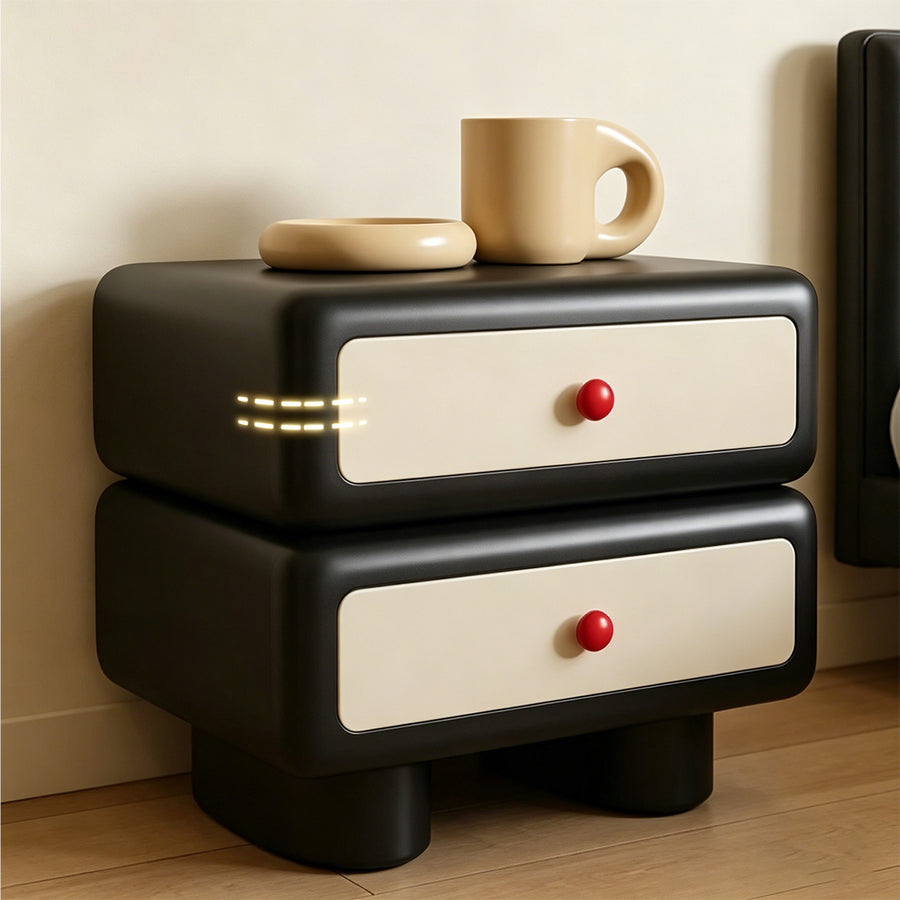 Alicia Wood Bedside Table, Cream detail view for wooden bedside table UK