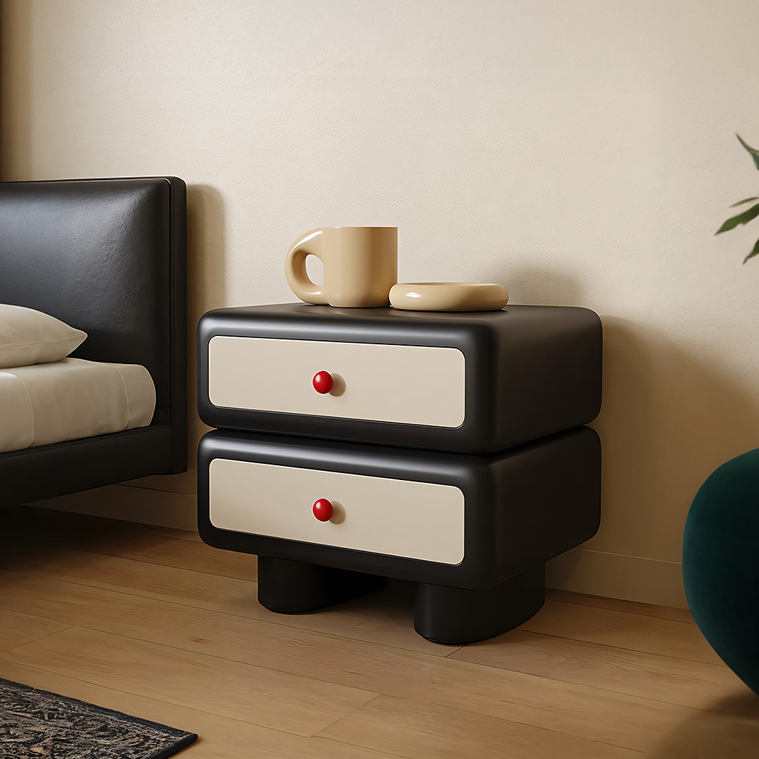 Alicia Wood Bedside Table, Cream-Rit Concept-Rit Concept