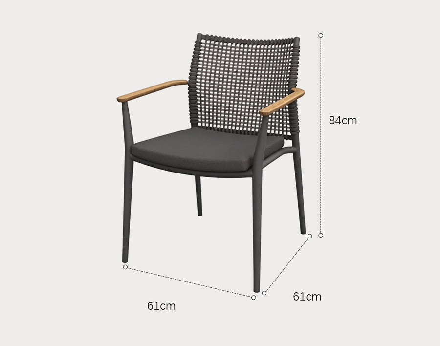Alistair Outdoor Dining Table Set With Six Chairs, Outdoor Furniture styled for modern outdoor chair