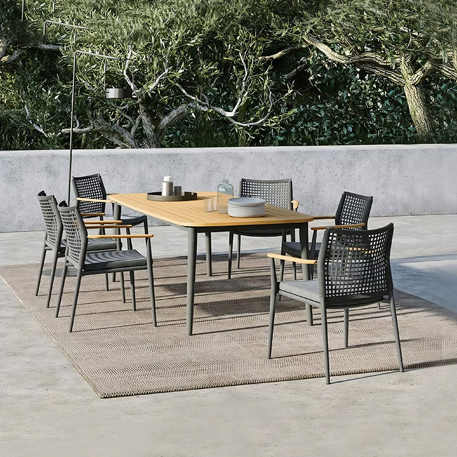 Alistair Outdoor Dining Table Set With Six Chairs, Outdoor Furniture - lounge chair UK