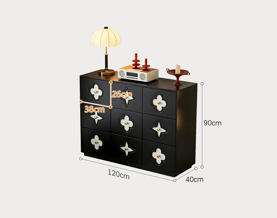 Amalia Narrow Sideboard, Art Deco Sideboard, Black