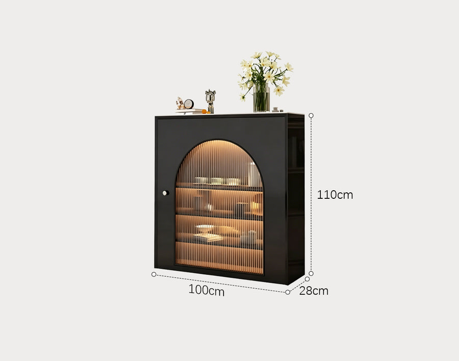 Amanda Slim Sideboard With Glass Door, Black