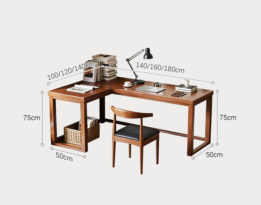 Amari L Shape Office Desk With Chest of Drawers, More Colors - l shape office oak office desk UK