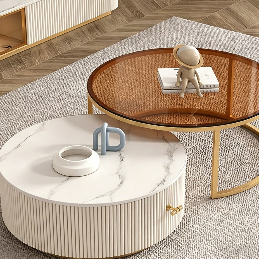 Anastasia Nesting Coffee Table, Glass - Rit Concept