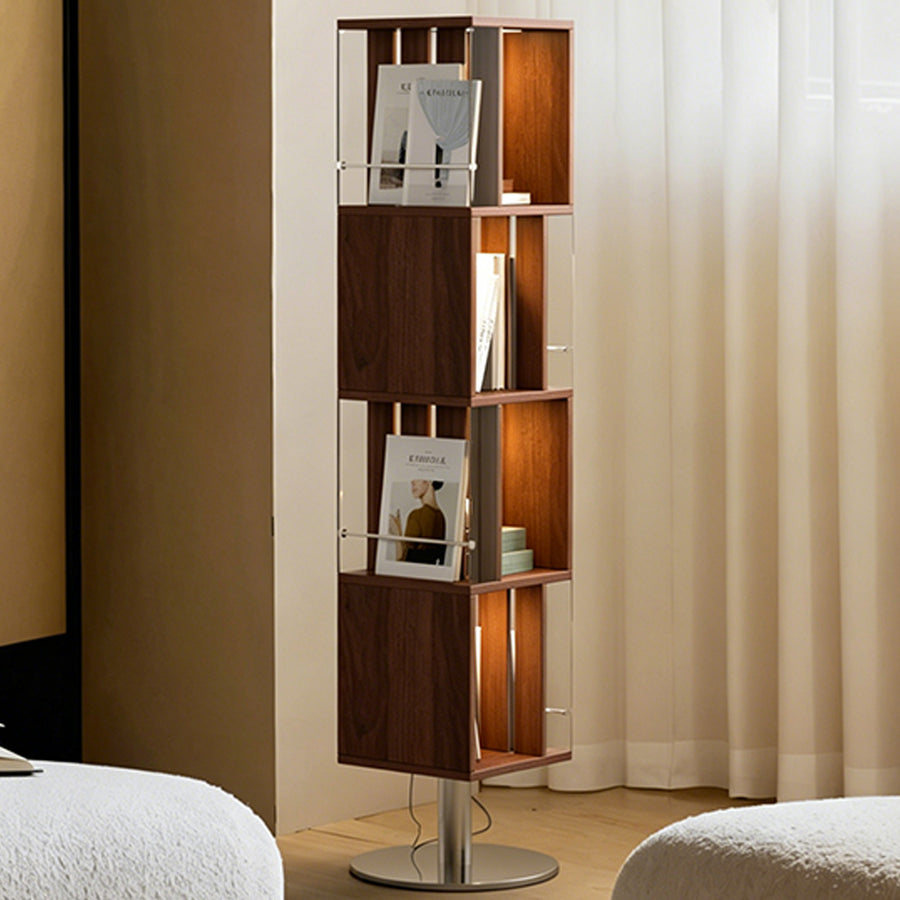Anastasov Rotating Bookshelf, Corner Bookshelf, Solid Wood, With Light