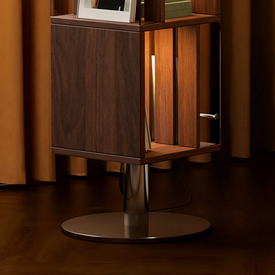 Anastasov Rotating Bookshelf, Corner Bookshelf, Solid Wood, With Light