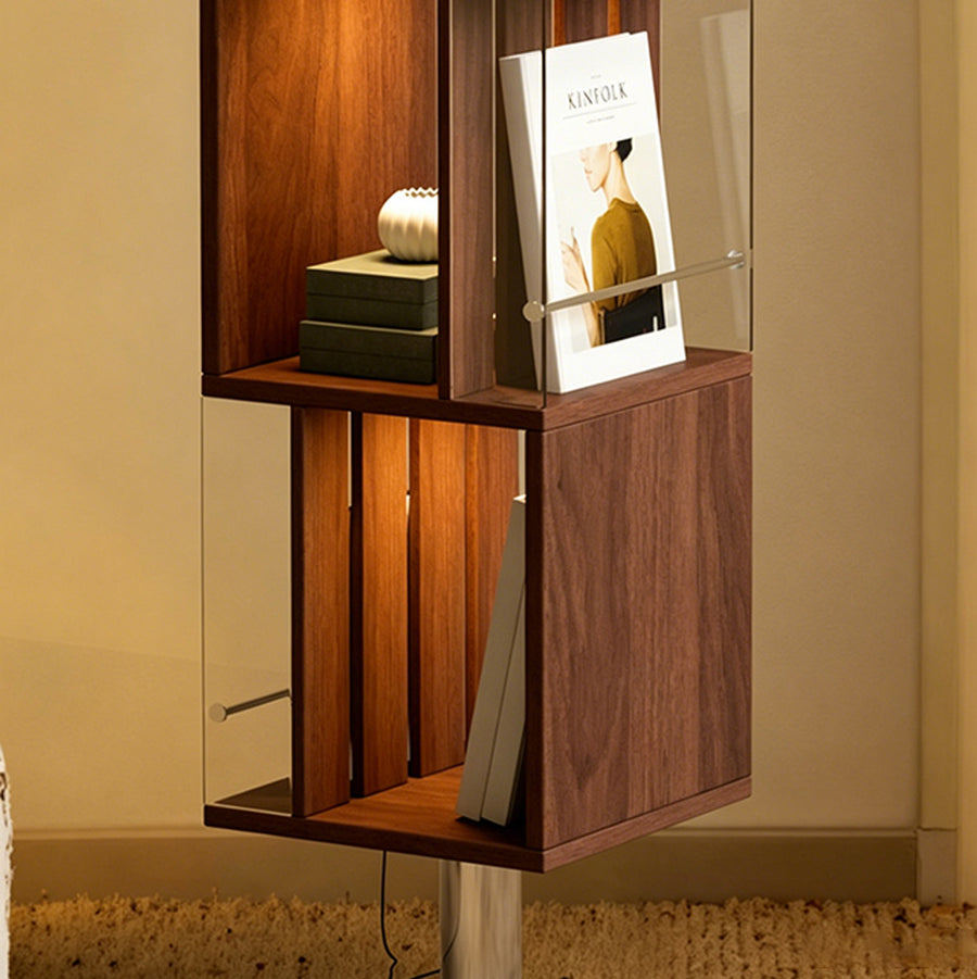 Anastasov Rotating Bookshelf, Corner Bookshelf, Solid Wood, With Light