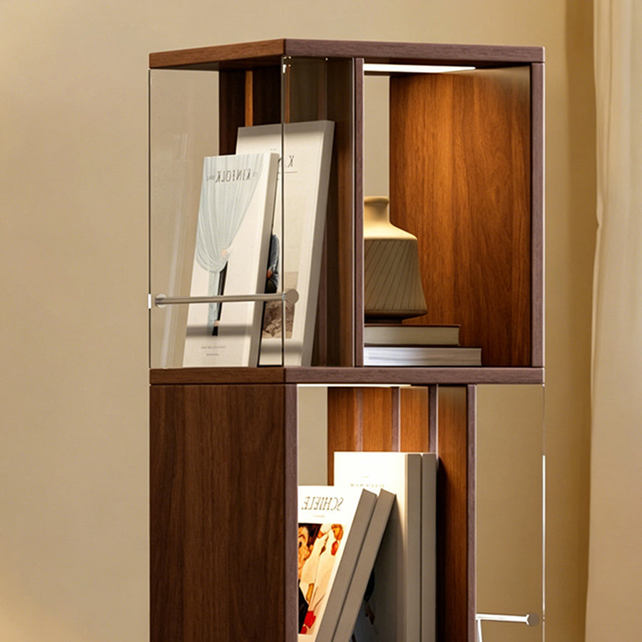 Anastasov Rotating Bookshelf, Corner Bookshelf, Solid Wood, With Light