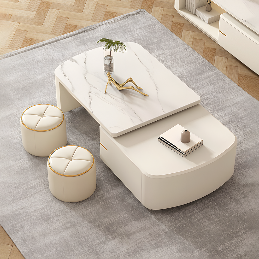 Anemone Living Room Set, Anemone Nesting Coffee Table With Two Stools-Ritconcept-Rit Concept