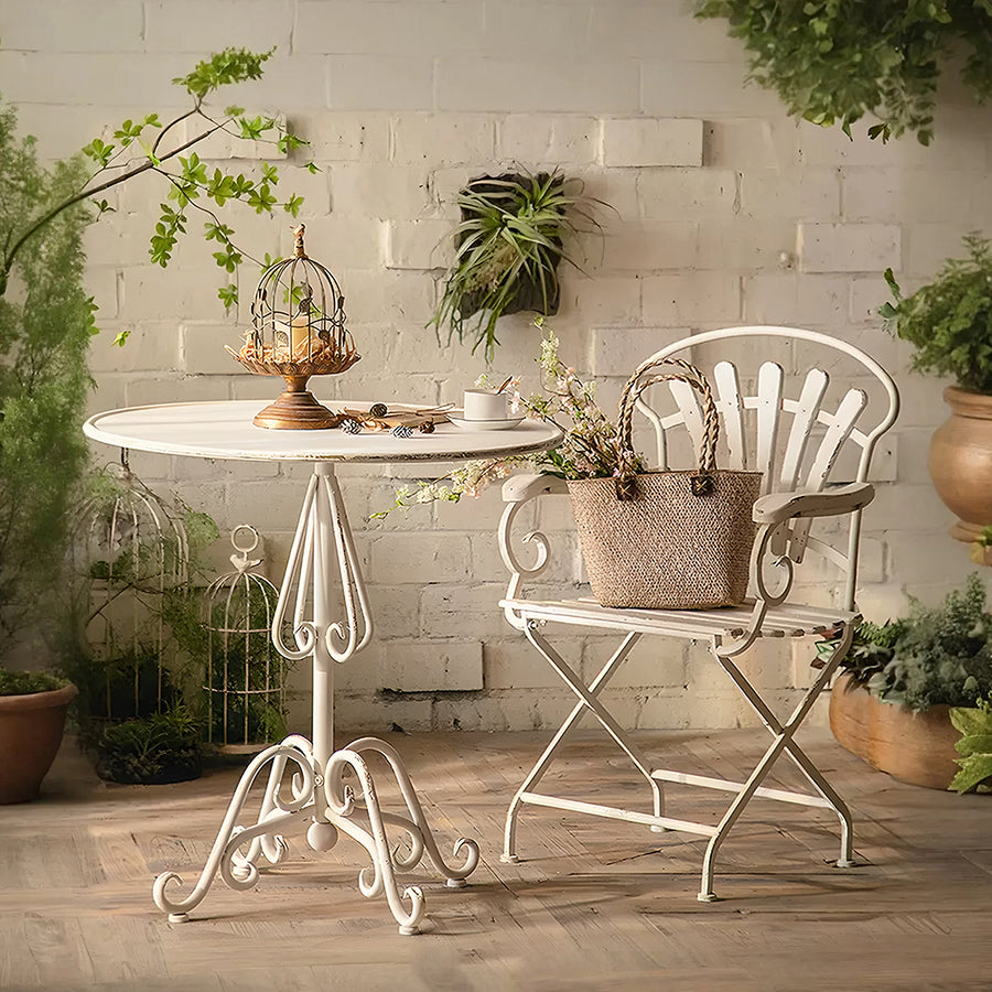 Antonia Outdoor Garden Dining Table Set, Iron - lounge chair UK