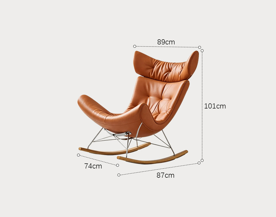 Anwar Rocking Chair With Footstool, Orange Leather - armchair for living room