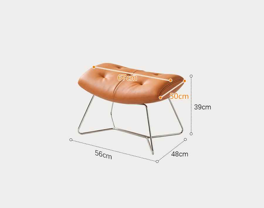 Anwar Rocking Chair With Footstool, Orange Leather styled for accent chair UK