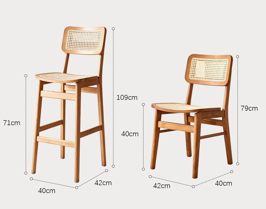Anya Bar Stool, Rattan & Solid Wood styled for armchair for dining room