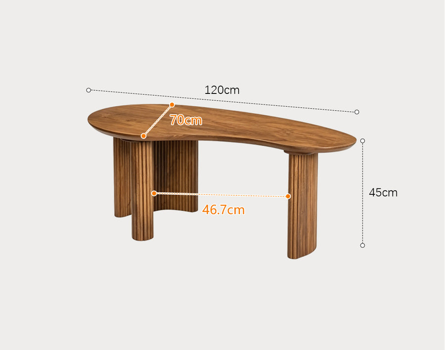 Aragon Curved Wood Coffee Table detail view for wooden coffee table UK