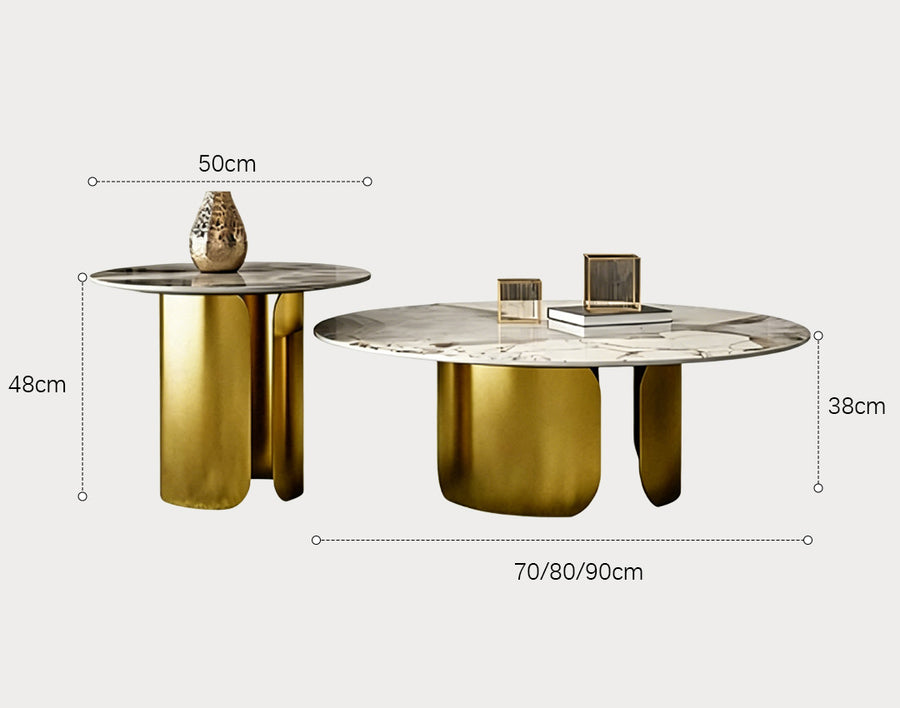 Aurora Gold Nesting Coffee Table Set, Sintered Stone