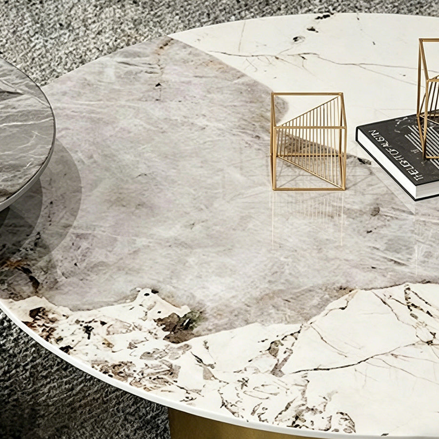 Aurora Gold Nesting Coffee Table Set, Sintered Stone - Rit Concept