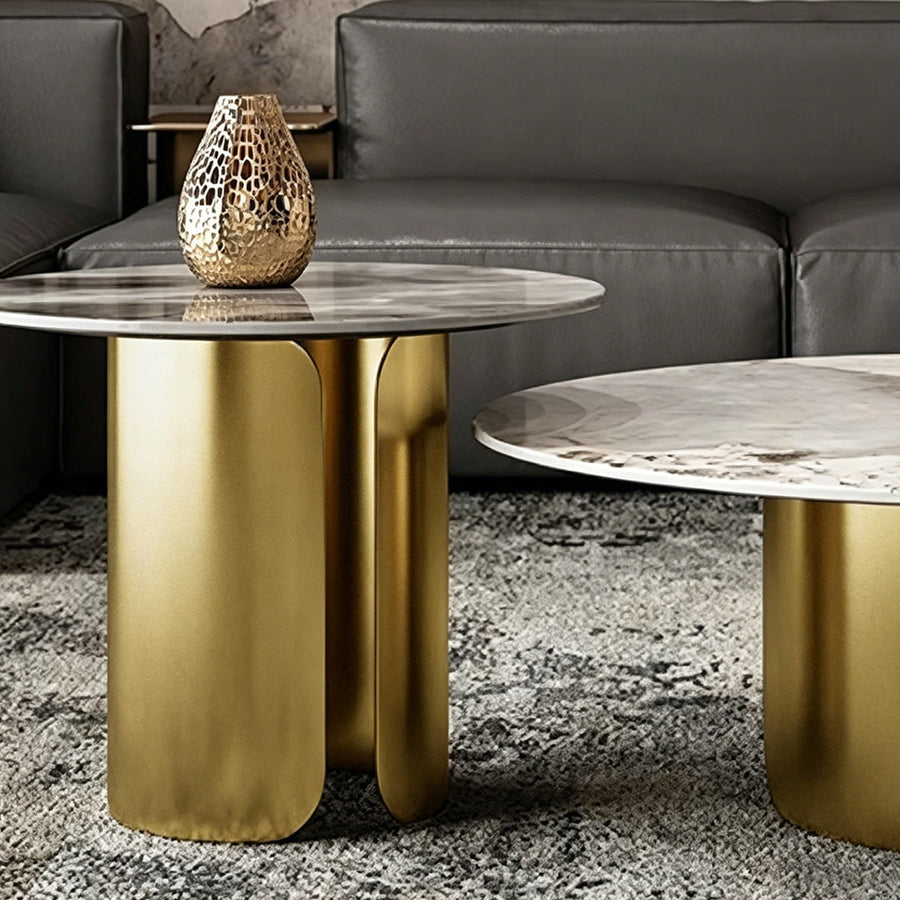 Aurora Gold Nesting Coffee Table Set, Sintered Stone - Rit Concept