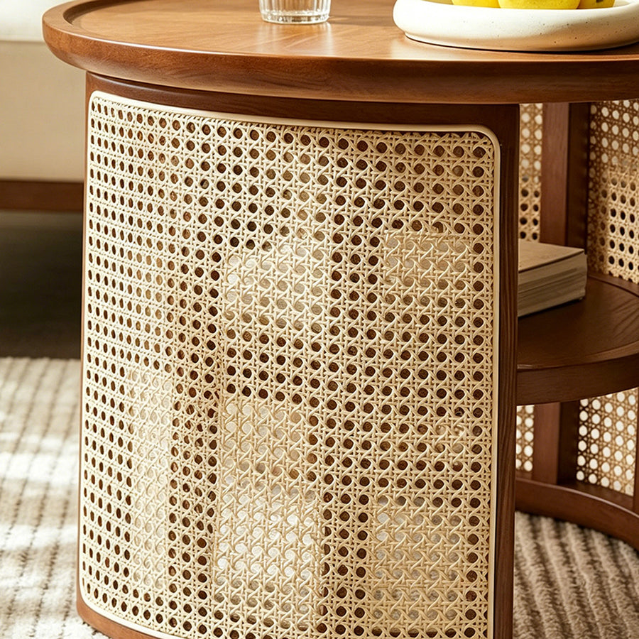 Austin Rattan Coffee Table Set, Wood