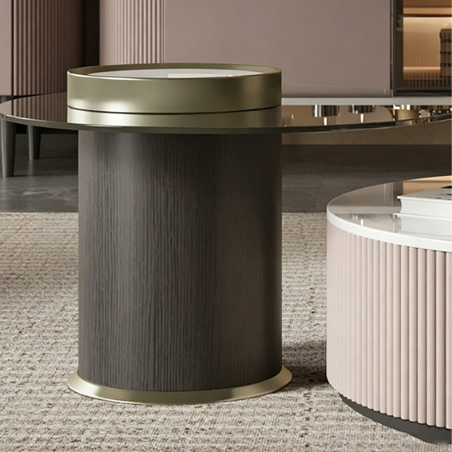 Avery Nesting Coffee Table Set, Round, with Storage, Glass