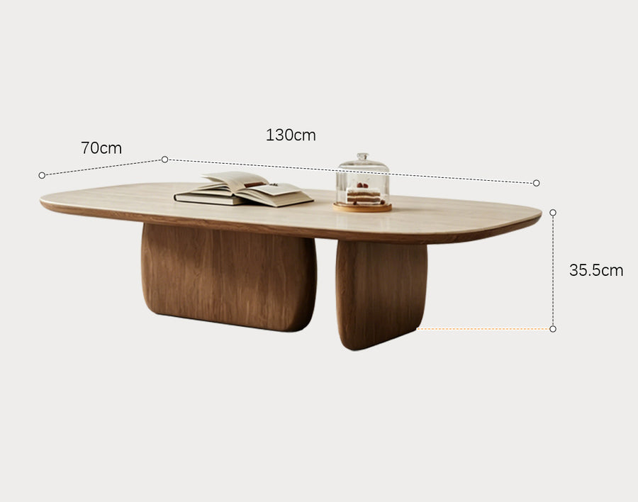 Barakat Travertine Coffee Table Set, Walnut