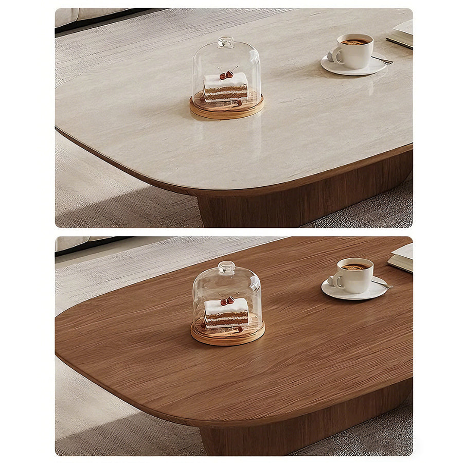 Barakat Travertine Coffee Table Set, Walnut