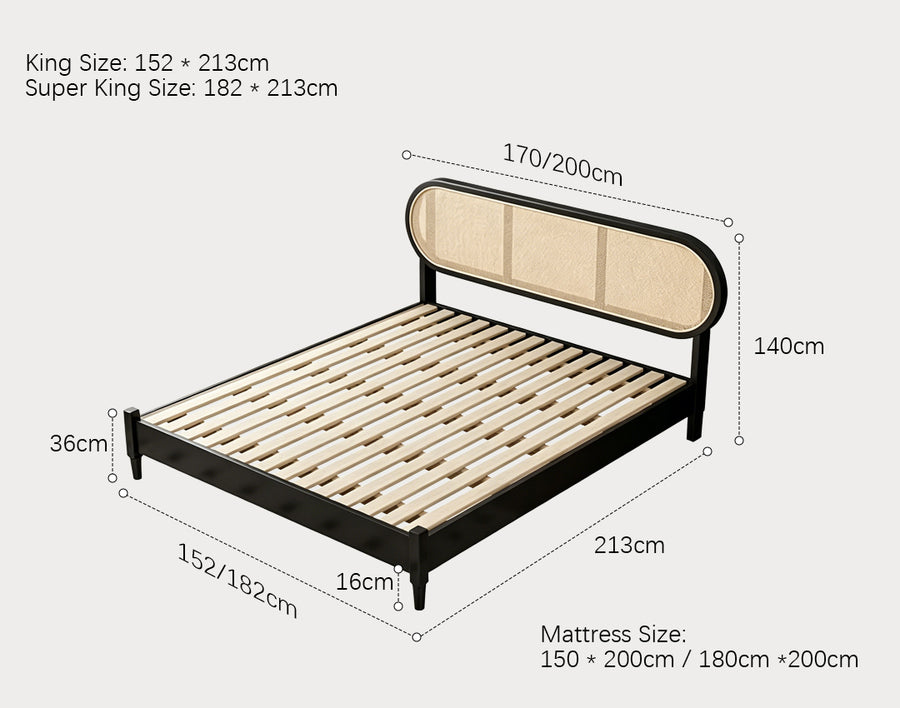Barbara Queen Size, King Size, Super King Size Bed, Rattan
