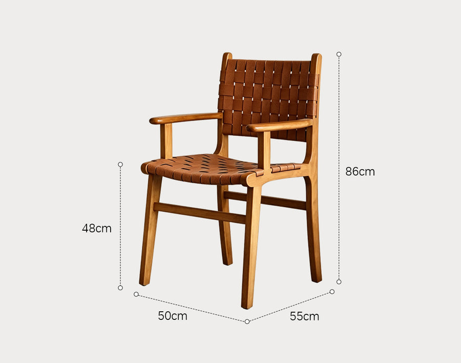 Beau Brown Dining Chair, Ash Wood, With Armrest styled for modern dining chairs UK