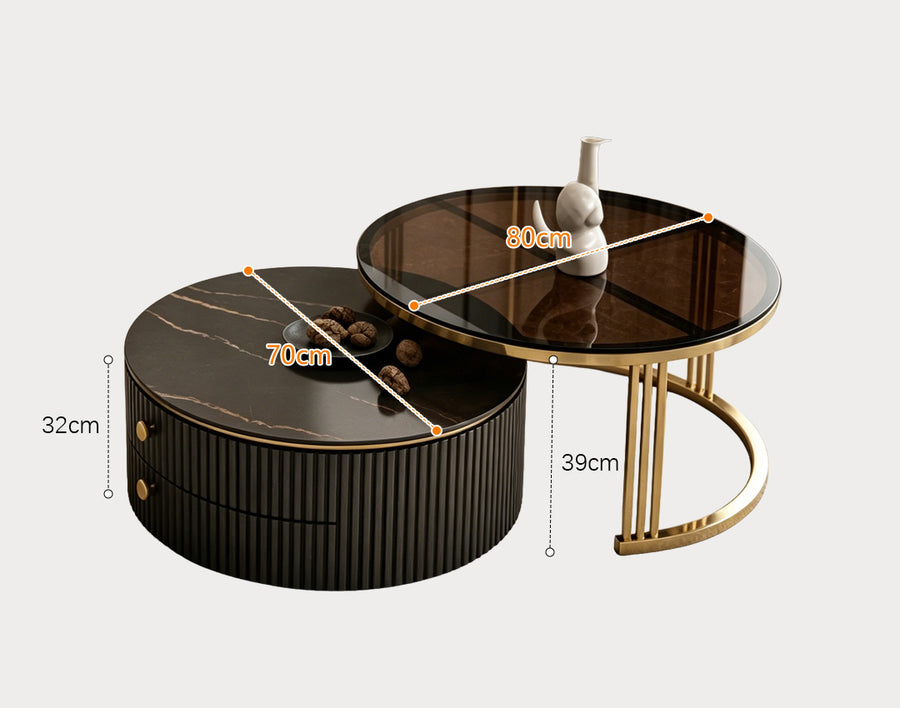 Bell Nesting Coffee Table, Glass